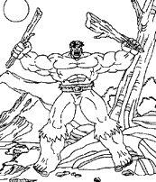 coloriage hulk avec une massue